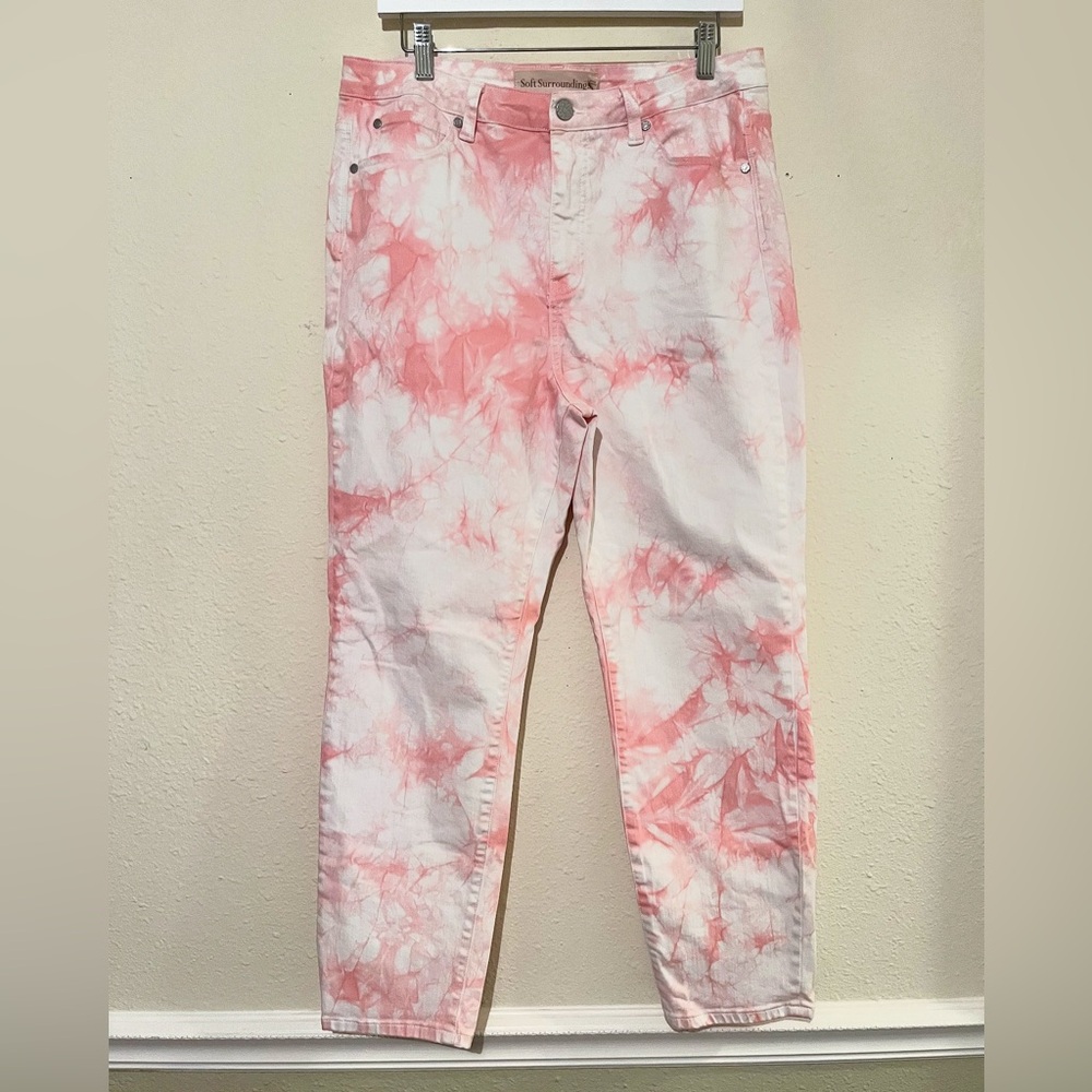 Soft Surroundings Pink Tie Dye Skinny Jeans - Picture 2 of 8